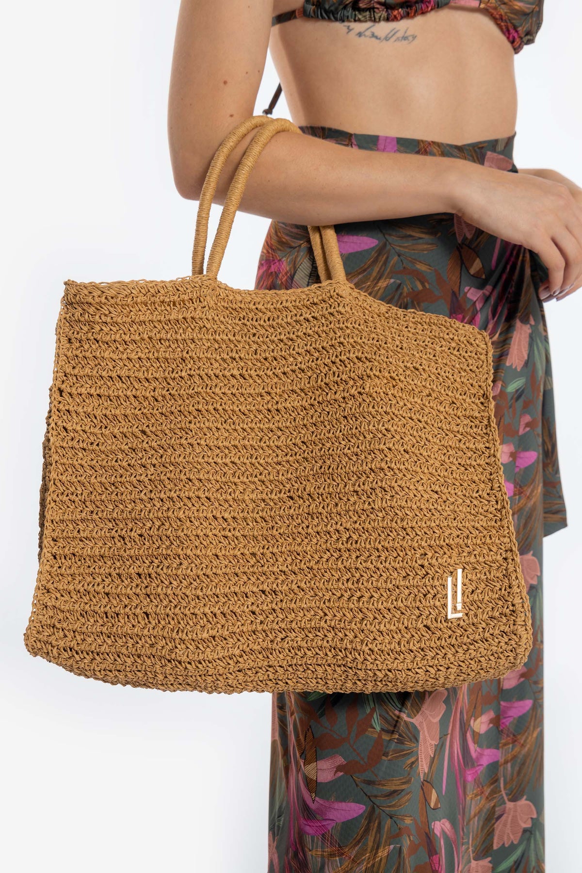 Tropical Straw Square Bag